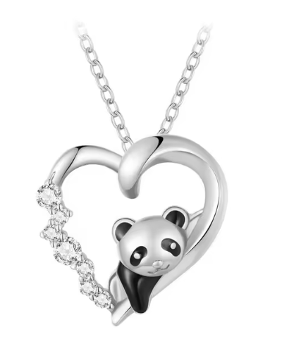 Panda Love Necklace - Silver